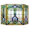 Image 1 : Tiffany-style Stained Glass Folding Fireplace Screen
