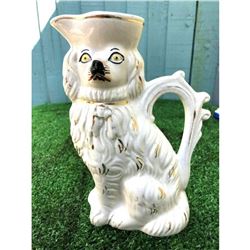 Mid 19thc English Staffordshire Spaniel Dog Porcelain Pitcher