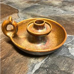 Rare Vintage 1970's W. J. Gordy Georgia Mountain Gold Pottery Chamberstick, Candlestick