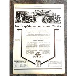 Original 1926 French Advertisement, Citroen & Mobiloil