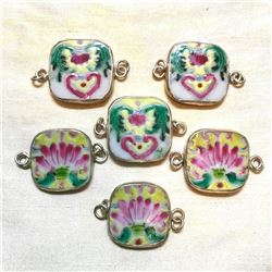 Antique Chinese Floral Pottery Shards