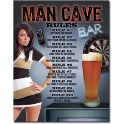 Man Cave - Rules Metal Pub Bar Sign