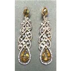 Champagne Crystal & Rhinestone Chandelier Costume Drop Earrings