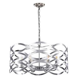 Transitional Modern Chrome Six Light Ceiling Pendant