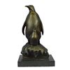 Image 1 : Signed Mother Penguin & Chick Bronze Sculpture