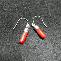Red Coral Sterling Silver Earrings