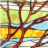 Image 4 : Tiffany Style Stained Glass River Scene Window Panel