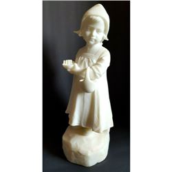 Late 19thc Signed Pochini, Alabaster Child Statue