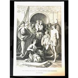 19thc Engraving Print, The Madonna Del Rosso, Florence, Pitti Palace