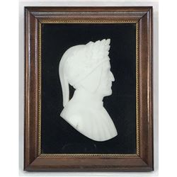 1920's Italian Alabaster Cameo Silhouette, Bust of Poet Dante, Divine Comedy