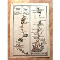 Rare, Late 1700's English Road Maps, London to East Grinsted