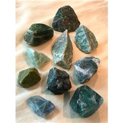 Group of Rough Green Display Gemstones