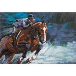 Mixed Media 3D Equestrian Sports Metal Painting