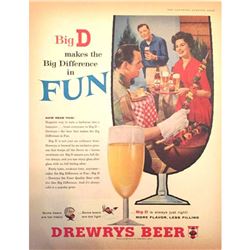 c.1960 Mid-century Indiana Brewery Drewrys Beer Ad