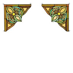 Pair of Victorian-style Stained Glass Window Panels