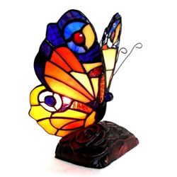 Tiffany-style Stained Glass Butterfly Accent Lamp