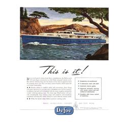 Original c.1946 Defoe Luxury Yacht Advertisement
