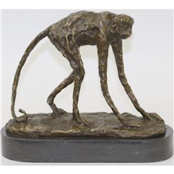 Mid-Century Modern Style Signed Bronze Monkey Sculpture