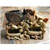 Image 1 : Soapstone Monkeys, Dual Brush Pots Bixi Sculpture