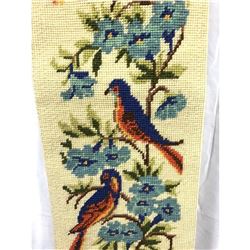 Vintage Birds Tapestry, Needlework Bell Pull, Wall Hanging