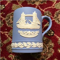 Vintage 1975 Wedgwood Blue Jasper-ware Mug, Tower Bridge London, Original Box