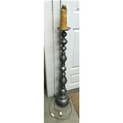 Antique Early 20thc Pewter Candlestick Floor Lamp
