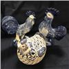 Image 1 : Set of Blue & White Ceramic Roosters Hen Kitchen Decorations
