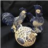 Image 2 : Set of Blue & White Ceramic Roosters Hen Kitchen Decorations