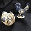 Image 6 : Set of Blue & White Ceramic Roosters Hen Kitchen Decorations