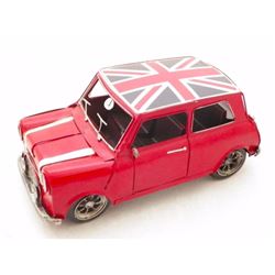 1960 Red Mini Cooper British Flag Car Sculpture