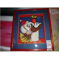 Framed needlepoint One of a kind Clown-