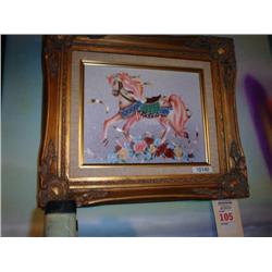 Pink Pony Oil art In Fancy Wood