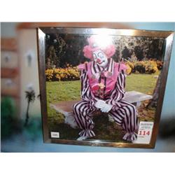 Clown sitting concrete bench framed Pri