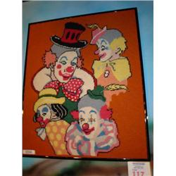 Needlepoint Four Clowns-Original Handma