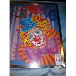 Clowns on tightrope-print in metal fram