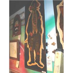 Clown holding cane laminate on black wo
