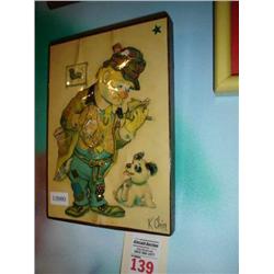 3 D clown picture by K. Chin in wood fr