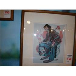 Obersteing print of clown Sitting in Tr