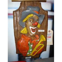 Hand carved clown on wood original