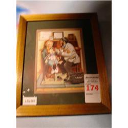 framed print of clown doctor with child