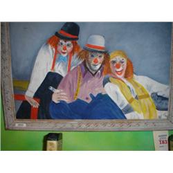 TM framed watercolor of clown