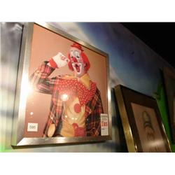 print of yawning clown