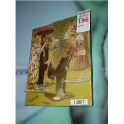 ceramic plaque of clowns playing golf