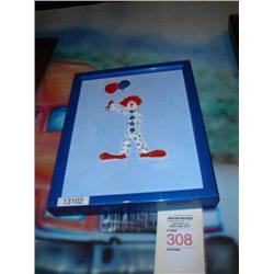 3D picture of clown holding balloon fra