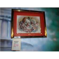 framed print of clown tipping hat