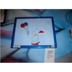 3 D clown with ballon framed