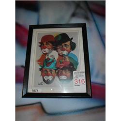 framed print of clown heads