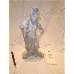 clown with rabbit ceramic figurine