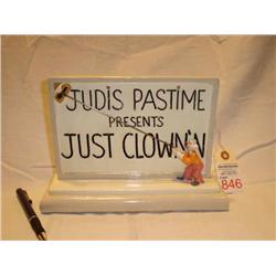 Ceramic Clown cleaning sign