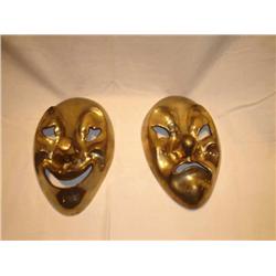 Sad and Happy bronze faces